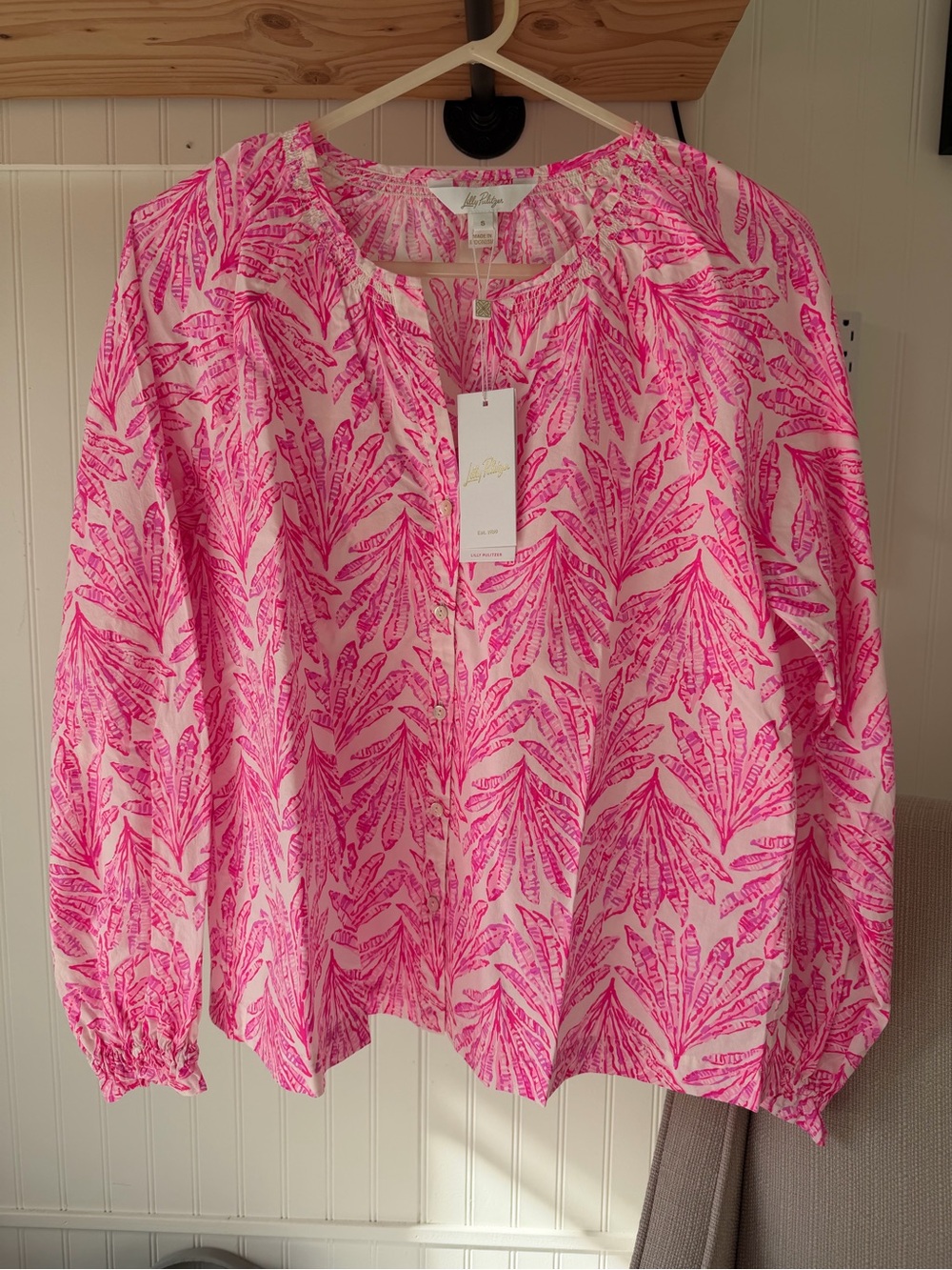Lilly Pulitzer Aldina Top, Pink Bliss Long-Sleeve Top, NWT,  Small